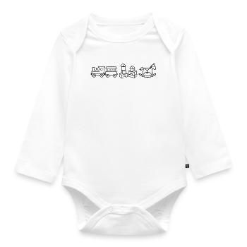 Rocking Horse - Building Blocks - Wooden Train - Organic Longsleeve Baby Bodysuit - white - Front