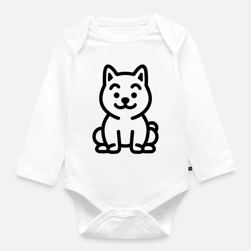 Chien - Body Bébé bio manches longues - blanc