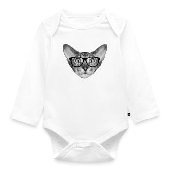 Oriental shorthair cat - Organic Longsleeve Baby Bodysuit - white - Front