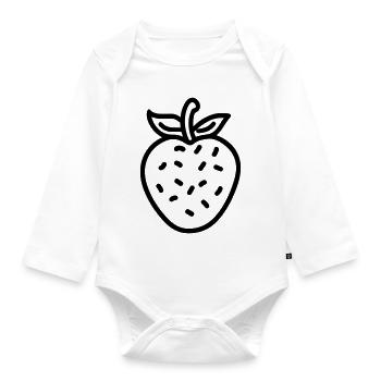Erdbeere - Baby Bio-Langarm-Body - Weiß - Vorne