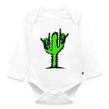 Kaktus Pflanze Heavy Metal Hard Rock Fun Handgeste - Baby Bio-Langarm-Body - Weiß - Vorne