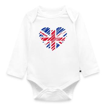 Conception du drapeau de l’Angleterre en forme de cœur - Body Bébé bio manches longues - blanc - Devant