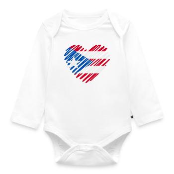 Drapeau de Porto Rico coeur - I Love Puerto Rico Design - Body Bébé bio manches longues - blanc - Devant