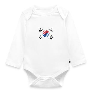 Drapeau coréen en forme de cœur - Montrez votre amour pour la Corée du Sud - Body Bébé bio manches longues - blanc - Devant