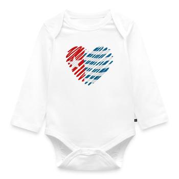 Westpapua Flagge Herz - Freies Westpapua - Baby Bio-Langarm-Body - Weiß - Vorne