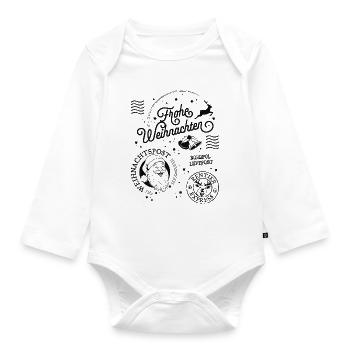 Frohe Weihnachten Weihnachtsgeschenk Nordpol - Baby Bio-Langarm-Body - Weiß - Vorne
