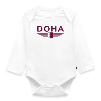 Doha Design – Stilvoll und Einzigartig - Baby Bio-Langarm-Body - Weiß - Vorne