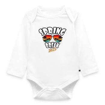 Spring Break 2025 Retro Sunset & Beach - Organic Longsleeve Baby Bodysuit - white - Front
