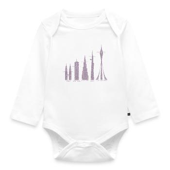 Tallest Skyscrapers Clouds Buildings Mega Towers - Organic Longsleeve Baby Bodysuit - white - Front