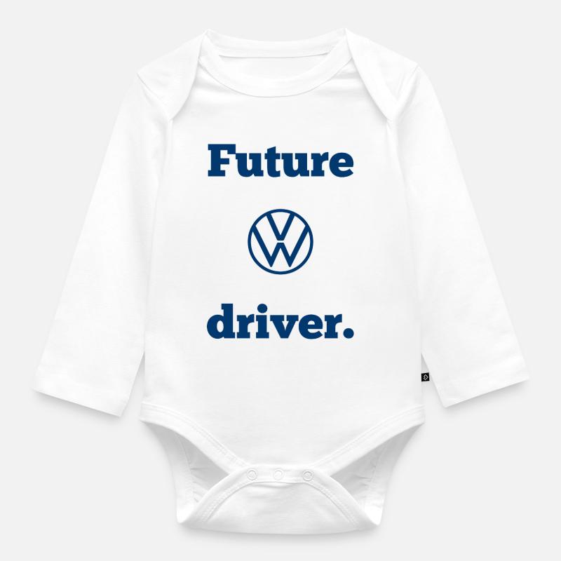 Logo Volkswagen VW con scritta Future Driver - Body ecologico per neonato a manica lunga - bianco