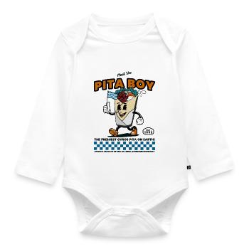 Pita Boy Gyros Grèce Mascotte Vintage - Body Bébé bio manches longues - blanc - Devant