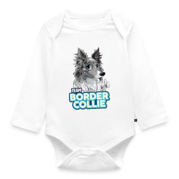 TEAM Border Collie Poils Longs - Bleu Merle - Body Bébé bio manches longues - blanc - Devant