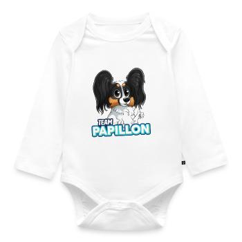 TEAM Butterfly - Black & Tan - Organic Longsleeve Baby Bodysuit - white - Front