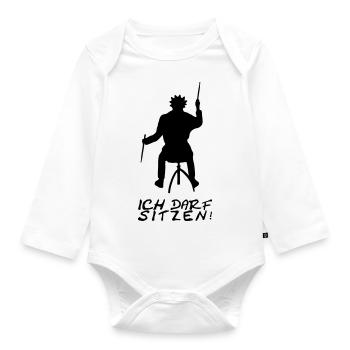 ICH DARF SITZEN - Baby Bio-Langarm-Body - Weiß - Vorne