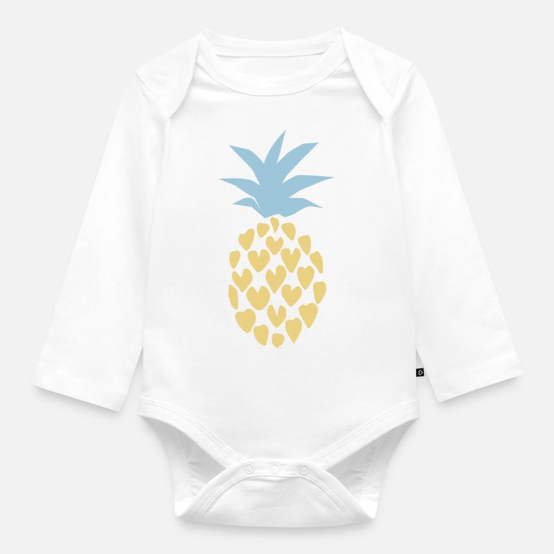 Pineapple - Pineapple Lover - Organic Longsleeve Baby Bodysuit - white