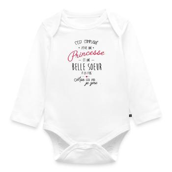 Compliqué d'être une princesse et une belle sœur - Body Bébé bio manches longues - blanc - Devant