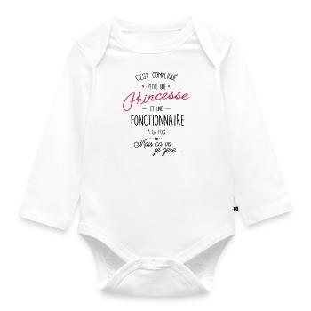 Princesse et Fonctionnaire - Body Bébé bio manches longues - blanc - Devant
