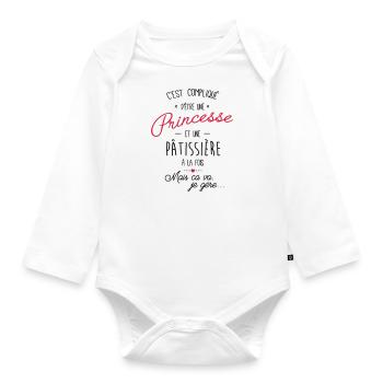 Princesse et pâtissière - Body Bébé bio manches longues - blanc - Devant