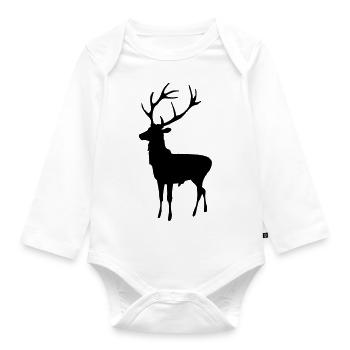 Deer - Organic Longsleeve Baby Bodysuit - white - Front
