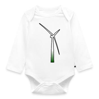 windmill windmill wind turbine windrad11 - Organic Longsleeve Baby Bodysuit - white - Front