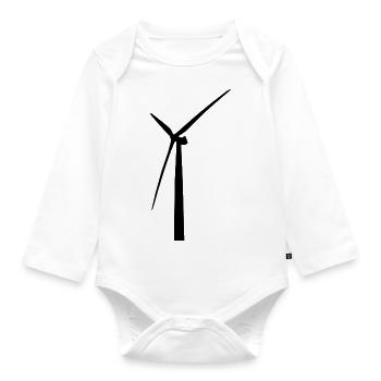 windmill windmill wind turbine windrad33 - Organic Longsleeve Baby Bodysuit - white - Front