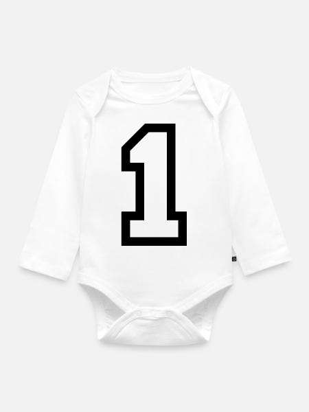 Number one - Baby Bio-Langarm-Body - Weiß