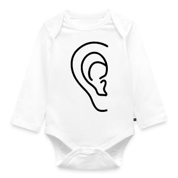 ear - Organic Longsleeve Baby Bodysuit - white - Front