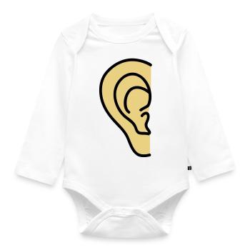 ear - Organic Longsleeve Baby Bodysuit - white - Front