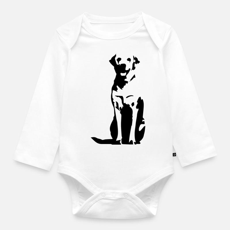 Labrador Retriever noir - Body Bébé bio manches longues - blanc