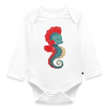 Seepferdchen Illustration - Baby Bio-Langarm-Body - Weiß - Vorne