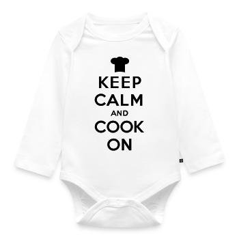 Keep calm and cook on - Organic Longsleeve Baby Bodysuit - white - Front