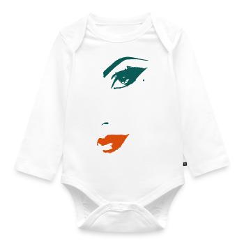 Schöne weibliche Gesicht - Baby Bio-Langarm-Body - Weiß - Vorne