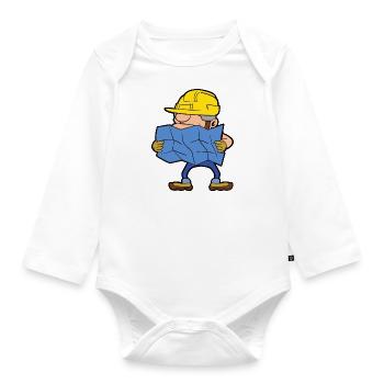 Construction company Construction company Construction workers - Organic Longsleeve Baby Bodysuit - white - Front