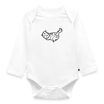 Katze Hauskatze Haustier Zeichnung hand gezeichnet - Baby Bio-Langarm-Body - Weiß - Vorne