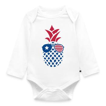 Independence Day 4 July Independence Day Amerik - Organic Longsleeve Baby Bodysuit - white - Front