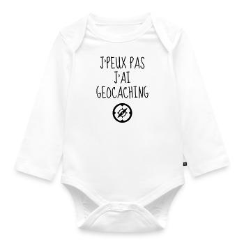 Geocaching / Geocacher / Compass / GPS - Organic Longsleeve Baby Bodysuit - white - Front