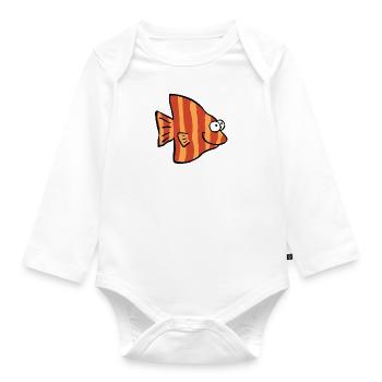 fish strips - Organic Longsleeve Baby Bodysuit - white - Front