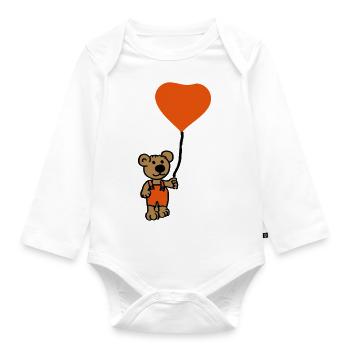 Bär mit Ballon - Baby Bio-Langarm-Body - Weiß - Vorne