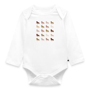 Islandpferd - Baby Bio-Langarm-Body - Weiß - Vorne