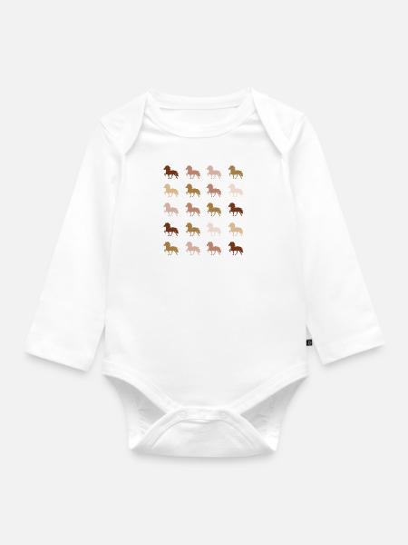 Islandpferd - Baby Bio-Langarm-Body - Weiß