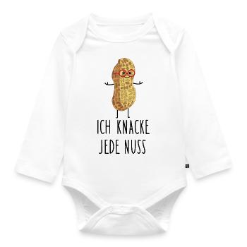 Intelligente Erdnuss - Baby Bio-Langarm-Body - Weiß - Vorne