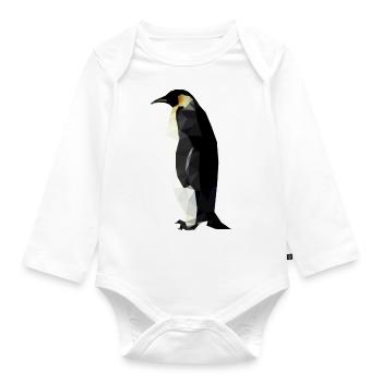 Penguin polygon geometric shapes - Organic Longsleeve Baby Bodysuit - white - Front