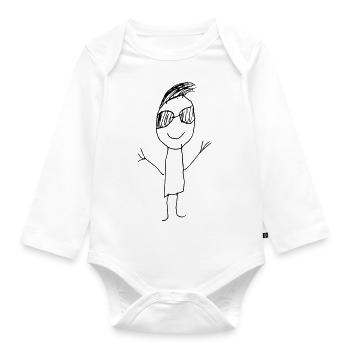 RdL happy cool stick man - Organic Longsleeve Baby Bodysuit - white - Front