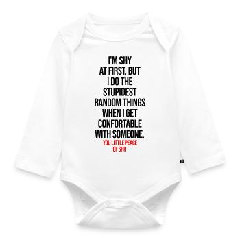 Funnny wise quote extendet black - Organic Longsleeve Baby Bodysuit - white - Front
