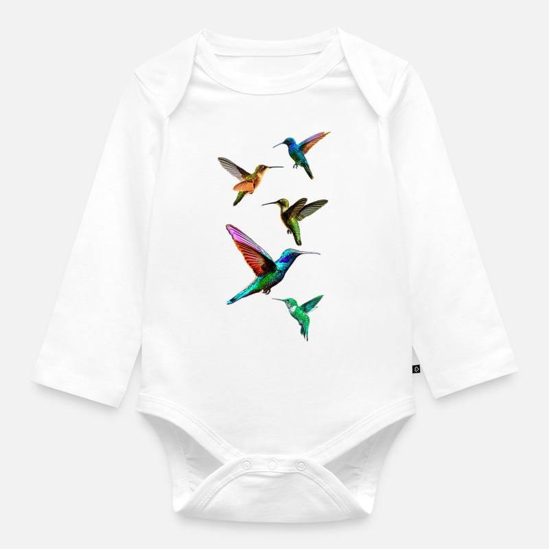 Colibris - Body Bébé bio manches longues - blanc