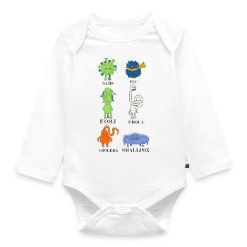 Douces bactéries et virus - grippe, E.Coli - Body Bébé bio manches longues - blanc - Devant