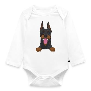 Dobermann Hund - Dobermann - Baby Bio-Langarm-Body - Weiß - Vorne