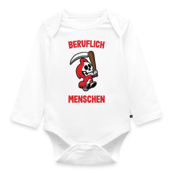Beruflich wollte ich was mit Menschen Sensenmann - Baby Bio-Langarm-Body - Weiß - Vorne