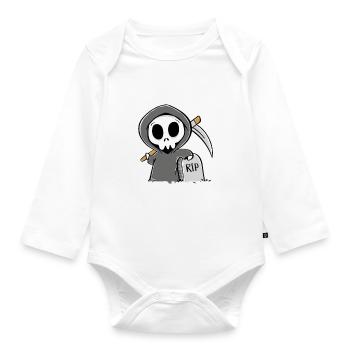 Beruflich wollte ich was mit Menschen Sensenmann - Baby Bio-Langarm-Body - Weiß - Vorne