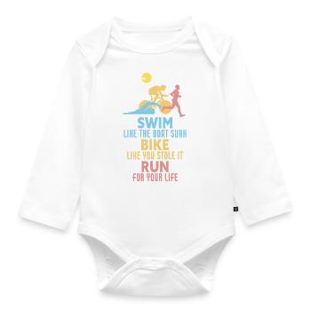 Triathlon Swim Bike Run Retro Triathlète - Body Bébé bio manches longues - blanc - Devant